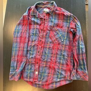 TNA Red and Blue Plaid Boyfriend Fit Shirt